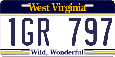 WV license plate 1GR797