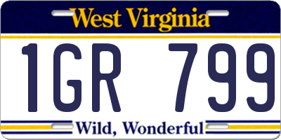 WV license plate 1GR799