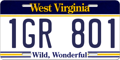 WV license plate 1GR801