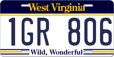 WV license plate 1GR806