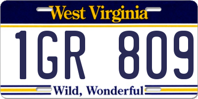 WV license plate 1GR809
