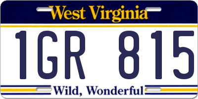 WV license plate 1GR815
