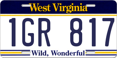 WV license plate 1GR817