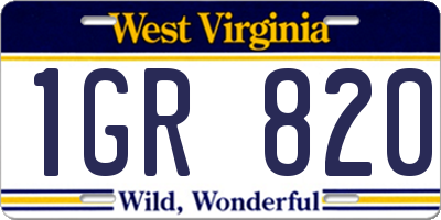 WV license plate 1GR820