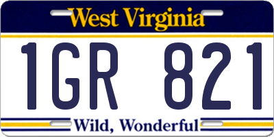 WV license plate 1GR821