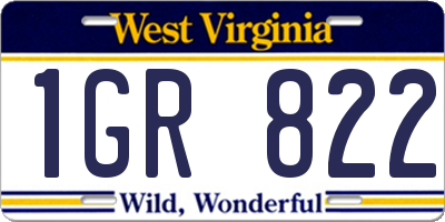 WV license plate 1GR822