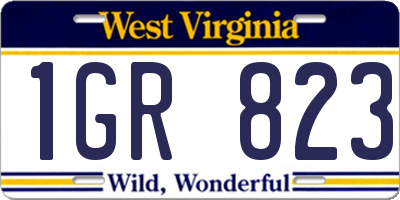 WV license plate 1GR823