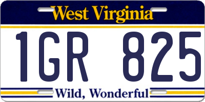 WV license plate 1GR825
