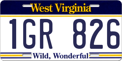 WV license plate 1GR826