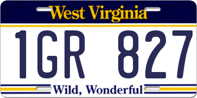 WV license plate 1GR827