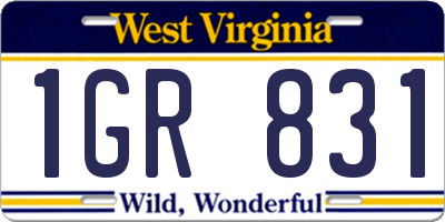 WV license plate 1GR831