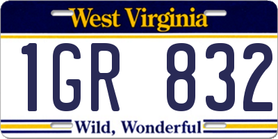 WV license plate 1GR832