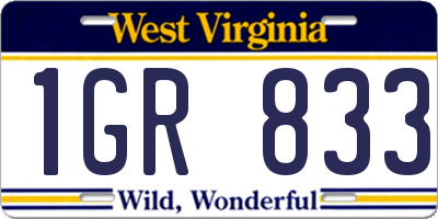WV license plate 1GR833