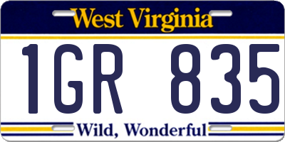 WV license plate 1GR835