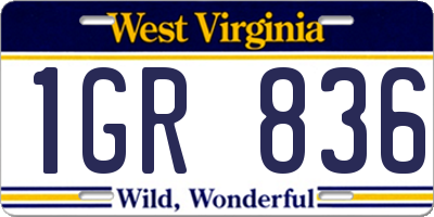 WV license plate 1GR836