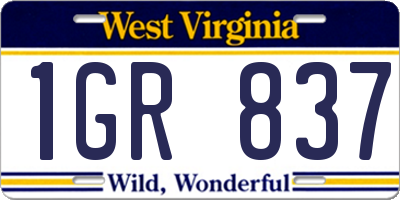 WV license plate 1GR837