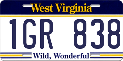 WV license plate 1GR838