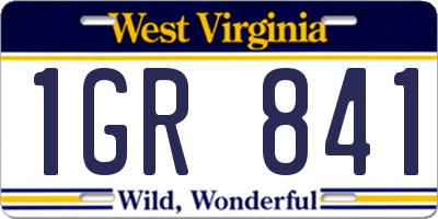 WV license plate 1GR841