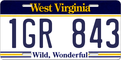 WV license plate 1GR843