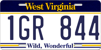WV license plate 1GR844