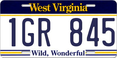 WV license plate 1GR845