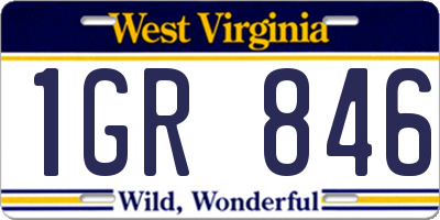 WV license plate 1GR846