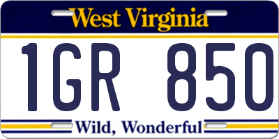WV license plate 1GR850