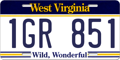 WV license plate 1GR851
