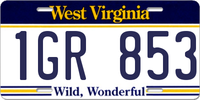WV license plate 1GR853