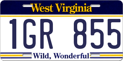 WV license plate 1GR855