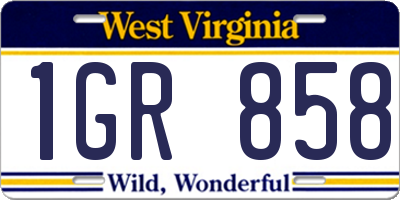 WV license plate 1GR858