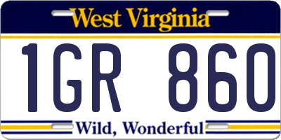 WV license plate 1GR860