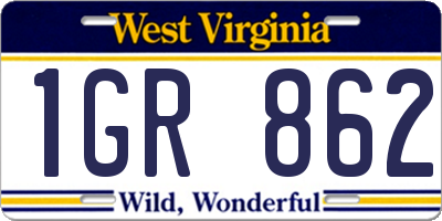 WV license plate 1GR862
