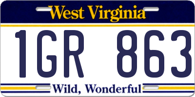 WV license plate 1GR863