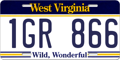 WV license plate 1GR866