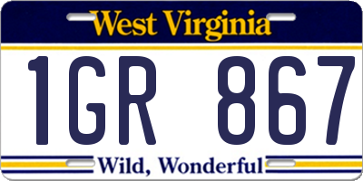 WV license plate 1GR867