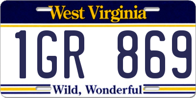 WV license plate 1GR869