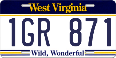 WV license plate 1GR871