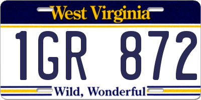 WV license plate 1GR872