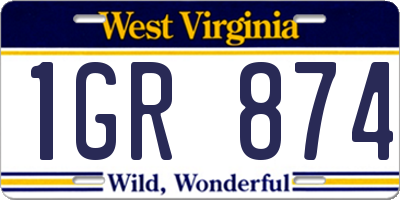 WV license plate 1GR874