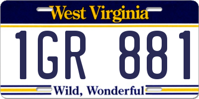 WV license plate 1GR881