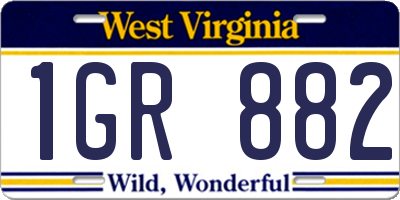 WV license plate 1GR882
