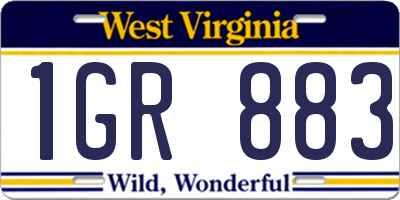 WV license plate 1GR883
