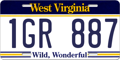 WV license plate 1GR887
