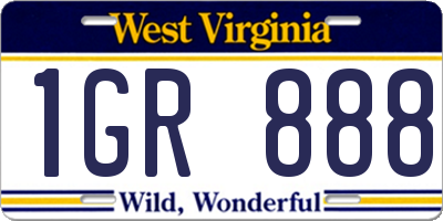 WV license plate 1GR888