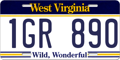 WV license plate 1GR890