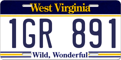 WV license plate 1GR891