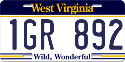 WV license plate 1GR892