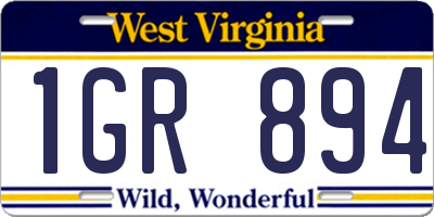 WV license plate 1GR894
