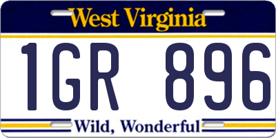 WV license plate 1GR896